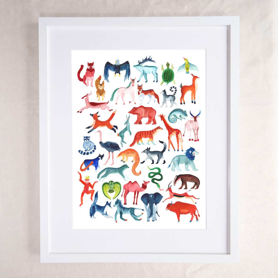 Animal Totems - Colourful Safari Art Print - Hattie Buckwell